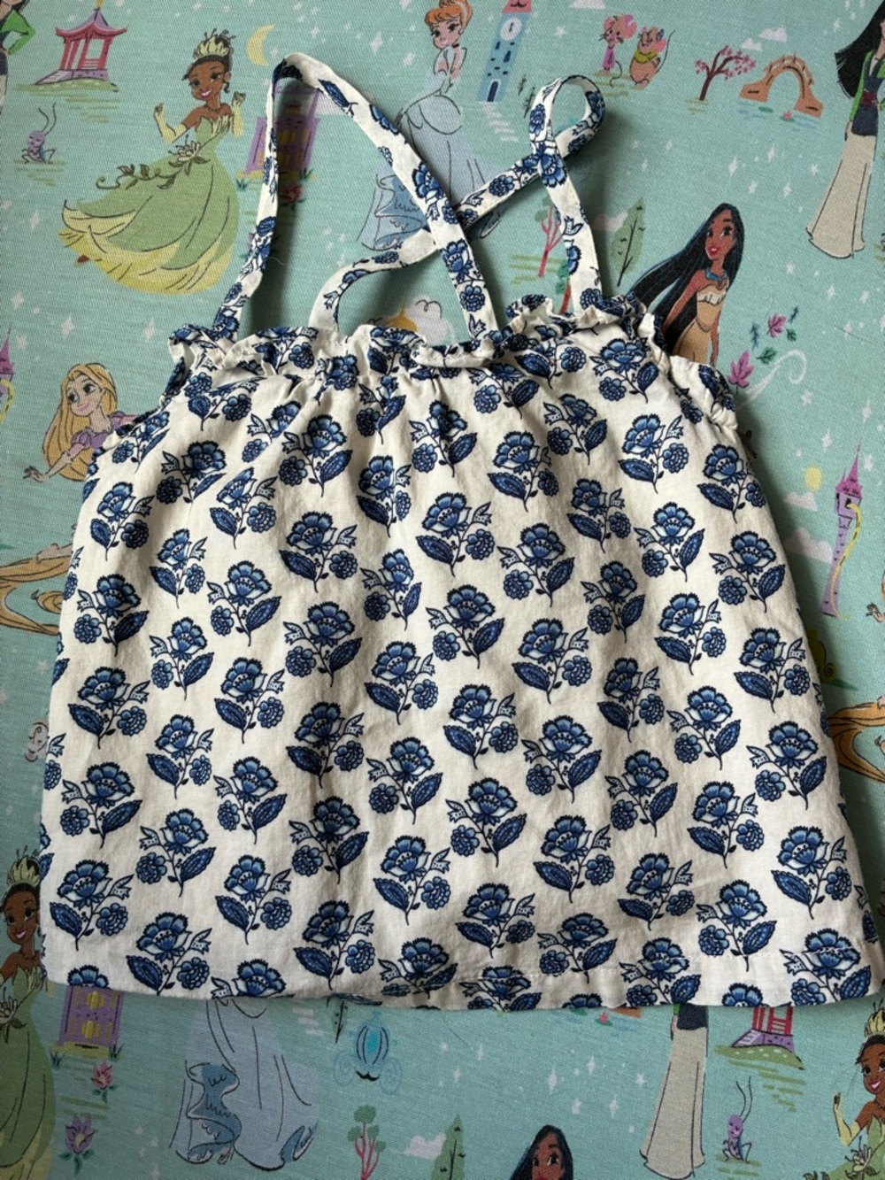 Janie and Jack White Tank with Blue Rose Print